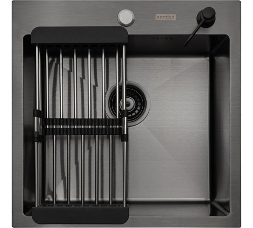 Кухонная мойка ARFEKA ECO AR мойка 500*500, коландер, дозатор BLACK