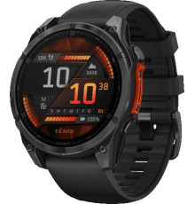 Умные часы Garmin Fenix 8 47мм серый, черный силиконовый ремешок