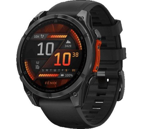 Умные часы Garmin Fenix 8 47мм серый, черный силиконовый ремешок