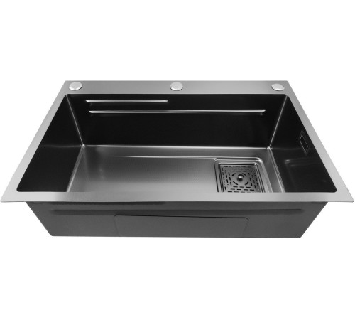 Кухонная мойка Stellar Decor S7045NB-A-D нано черный, c доской