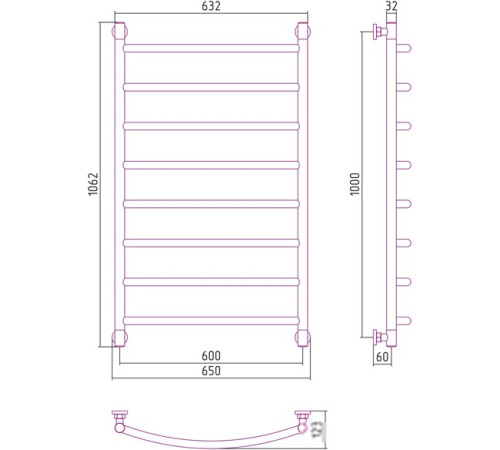 Полотенцесушитель Сунержа Галант+ 1000x600 00-0200-1060