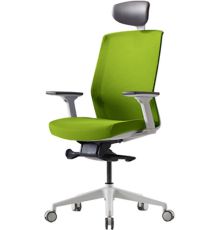 Кресло Bestuhl J1 White Pl с подголовником и подлокотником зеленая сетка/зеленая ткань