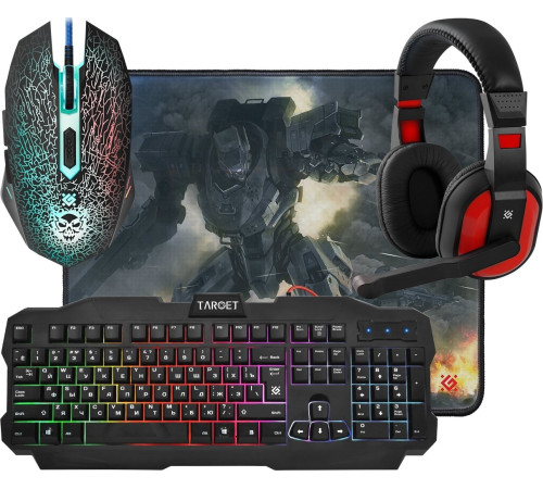 Клавиатура + мышь с ковриком + наушники Defender Target MKP-350
