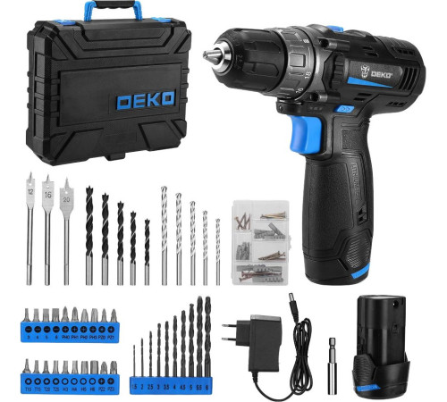 Дрель-шуруповерт Deko DKCD12 083-1113 с 2-мя АКБ, кейс