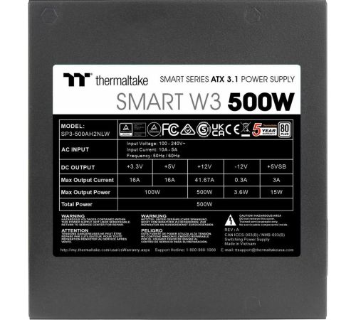 Блок питания Thermaltake Smart W3 500W PS-SPW-0500NNFAWE-1