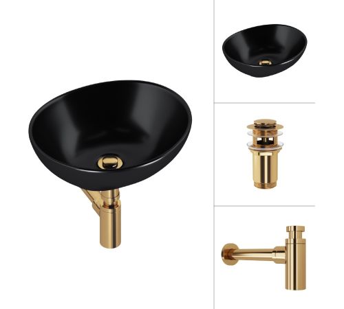 Умывальник Lauter 21652-A + клапан 21190G + сифон 21635G золото