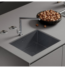 Кухонная мойка Roxen Uno 560210-54B под столешницу графит ролл-мат, дозатор, сифон