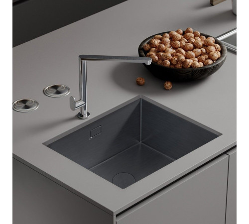 Кухонная мойка Roxen Uno 560210-54B под столешницу графит ролл-мат, дозатор, сифон