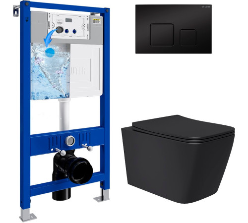 Унитаз подвесной Lauter Magdeburg 21103EC + 21901002 кнопка квадратная, черный