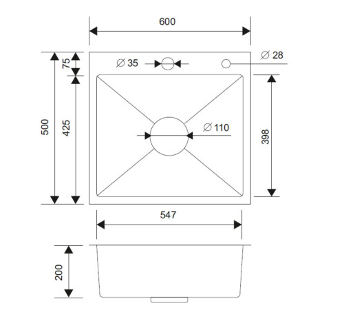 Кухонная мойка РМС MR-6050 с корзиной и дозатором