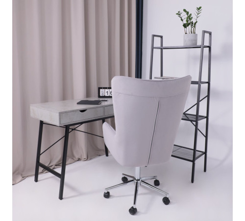 Офисное кресло AksHome Bella XL chrome Kiton 722 Smoke велюр/светло-серый