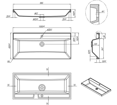 Умывальник Roxen Mila 100 30011100