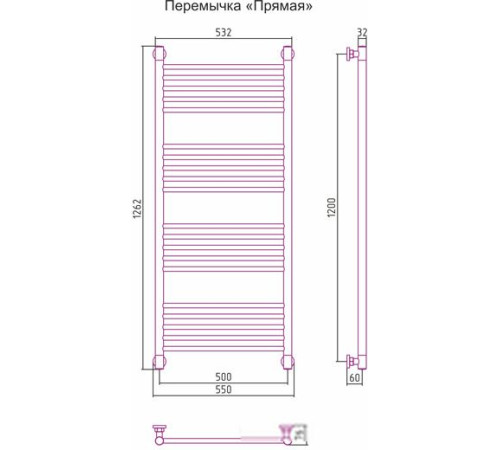 Полотенцесушитель Сунержа Богема+ 1200x500 00-0220-1250