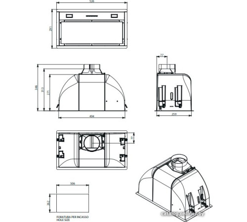 Кухонная вытяжка Falmec Burano 50 600 м3/ч нержавеющая сталь