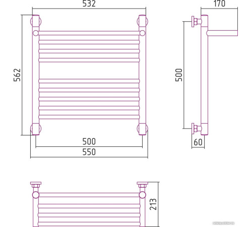 Полотенцесушитель Сунержа Богема с полкой+ 500x500 00-0223-5050