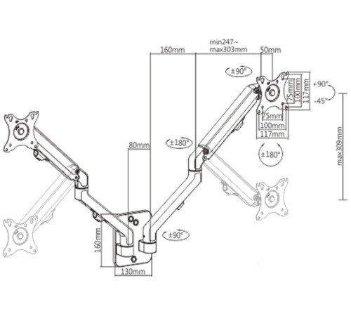 Кронштейн для монитора Gembird MA-WA2-01