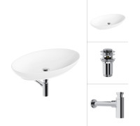 Умывальник Lauter 21571 + клапан 21190CH + сифон 21635CH хром