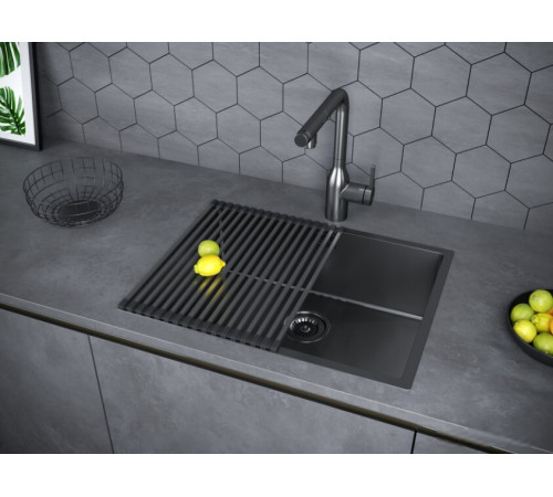 Кухонная мойка Paulmark Next 58 Uni PM215844-GM черный/вороненая сталь