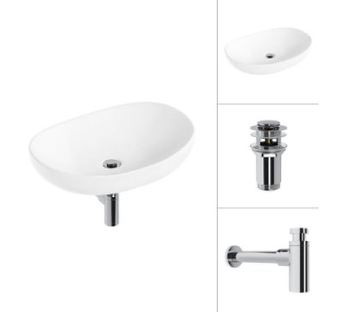 Умывальник Lauter 21502 + клапан 21190CH + сифон 21635CH хром