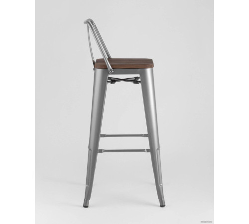 Стул Stool Group Tolix со спинкой YD-H765E-W YG-15 серебристый матовый/темное дерево