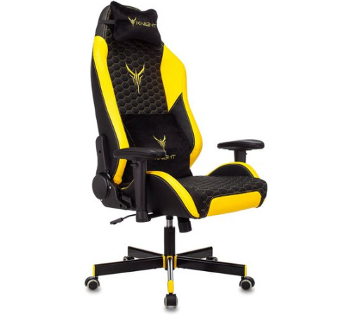 Игровое геймерское кресло Бюрократ Knight Neon черный/желтый экокожа