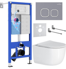Унитаз подвесной Roxen Vortex в комплекте с инсталляцией StounFix Dual Fresh 6 в 1 966439 кнопка: серый бетон