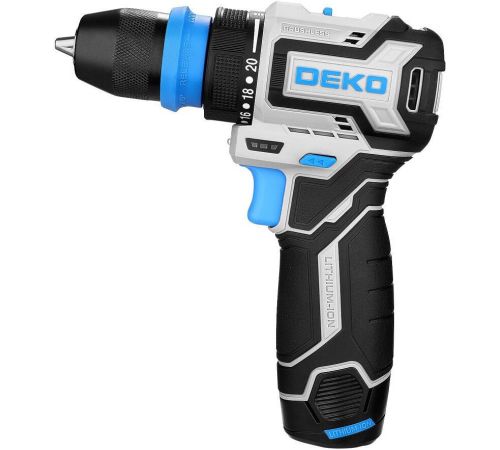Дрель-шуруповерт Deko DKCD12 PRO ONE 085-1320 с 2-мя АКБ, кейс