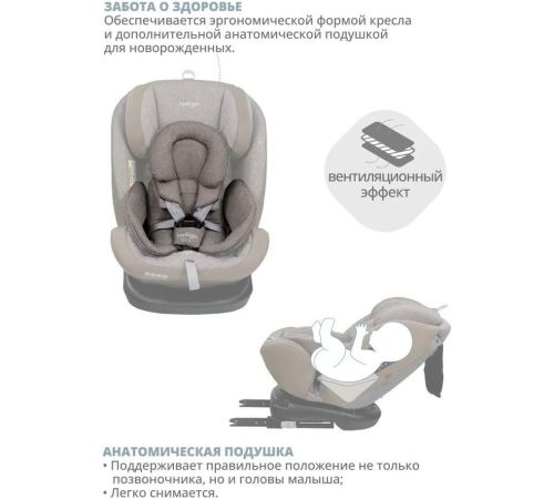 Детское автокресло Indigo Aero Isofix ST-3 бежевый лен