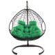 Подвесное кресло M-Group Для двоих 11450204 коричневый ротанг/зеленая подушка