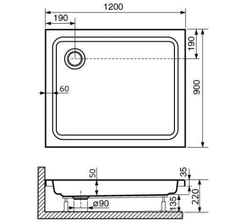 Душевой поддон RGW Style 120x90