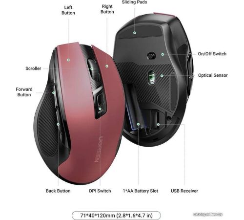 Мышь Ugreen MU006 15065 красный