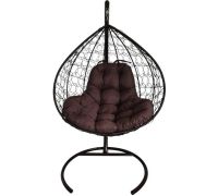 Подвесное кресло M-Group XL 11120405 черный ротанг/коричневая подушка