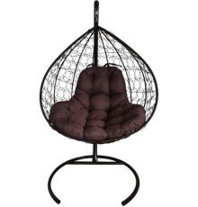 Подвесное кресло M-Group XL 11120405 черный ротанг/коричневая подушка