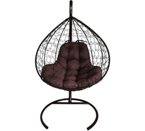 Подвесное кресло M-Group XL 11120405 черный ротанг/коричневая подушка