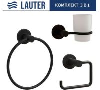 Набор аксессуаров для ванной Lauter 21TS20116 + 21TS2018 + 21TS20112 Matt Black, 3 предмета