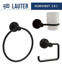 Набор аксессуаров для ванной Lauter 21TS20116 + 21TS2018 + 21TS20112 Matt Black, 3 предмета