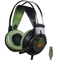 Наушники с микрофоном A4Tech Bloody J450 черный/зеленый