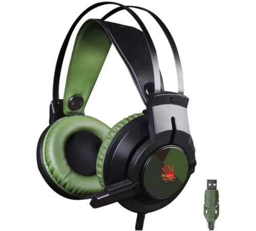 Наушники с микрофоном A4Tech Bloody J450 черный/зеленый