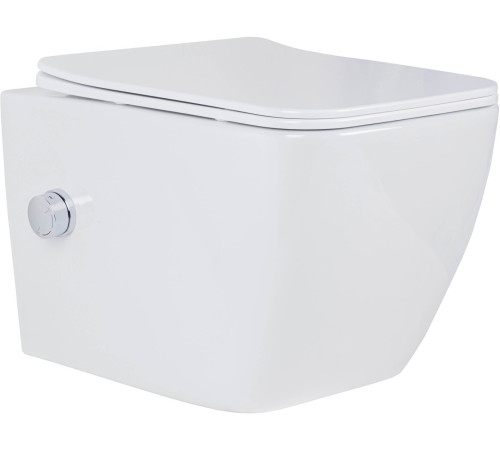 Унитаз подвесной Roxen Cube bidet в комплекте с инсталляцией StounFix Dual Fresh 6 в 1 968472 кнопка: брашированное золото