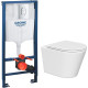 Унитаз подвесной Lauter Longer 2110822 + GROHE Rapid SL 39504000 с кнопкой круглая, хром