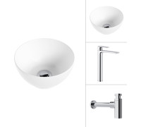 Умывальник Lauter 21601E + Reef 21CK8678C с сифоном 21635CH хром