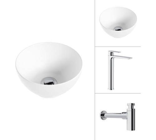 Умывальник Lauter 21601E + Reef 21CK8678C с сифоном 21635CH хром