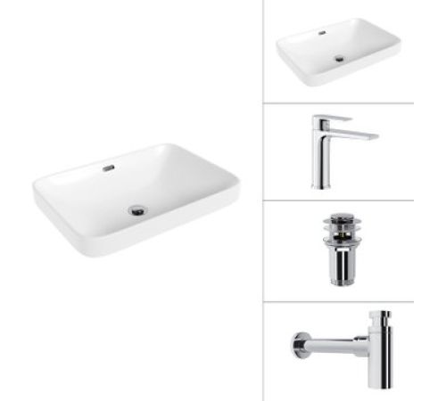 Умывальник Lauter 21441B + Reef 21CK678C + сифон 21635CH + донный клапан 21190CH хром
