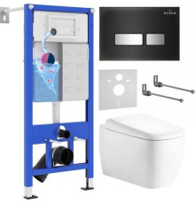 Унитаз подвесной Roxen Martin в комплекте с инсталляцией StounFix Dual Fresh 6 в 1 968523 кнопка: сатин