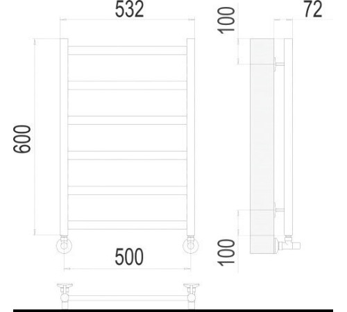 Полотенцесушитель TERMINUS Аврора П6 500x600 золото матовое