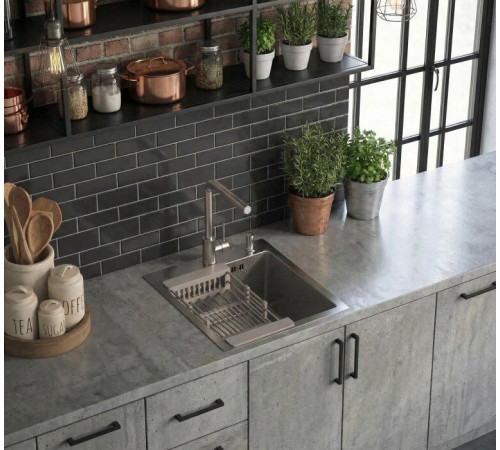 Кухонная мойка Diamond 450*500, коландер, дозатор SATIN DECOR