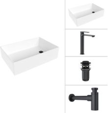 Умывальник Lauter 21518-1 + Moon 21СК8691BS + сифон 21635B + дон.клапан 21190B черный матовый