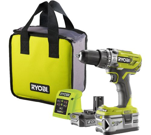 Ударная дрель-шуруповерт Ryobi R18PD3-242S 5133003820 с 2-мя АКБ 4 Ah + 2 Ah, сумка