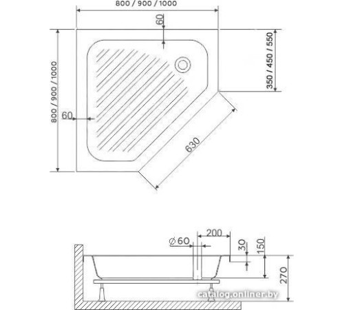 Душевой поддон RGW BТ/CL-S 16180588-51 80x80