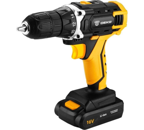 Дрель-шуруповерт Deko DKCD16FU-Li 063-4099 с 2-мя АКБ, кейс, набор оснастки